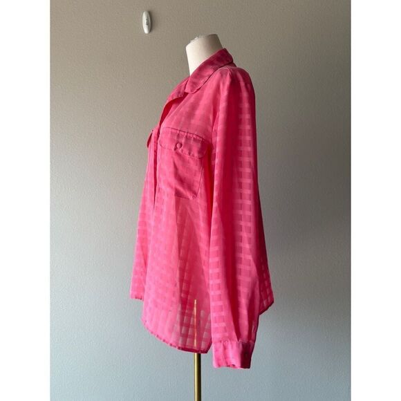 liz baker plaid sheer button front long sleeve - Picture 3 of 5